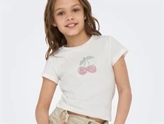 Kids ONLY t-shirt cloud dancer med similisten i kirsebær 